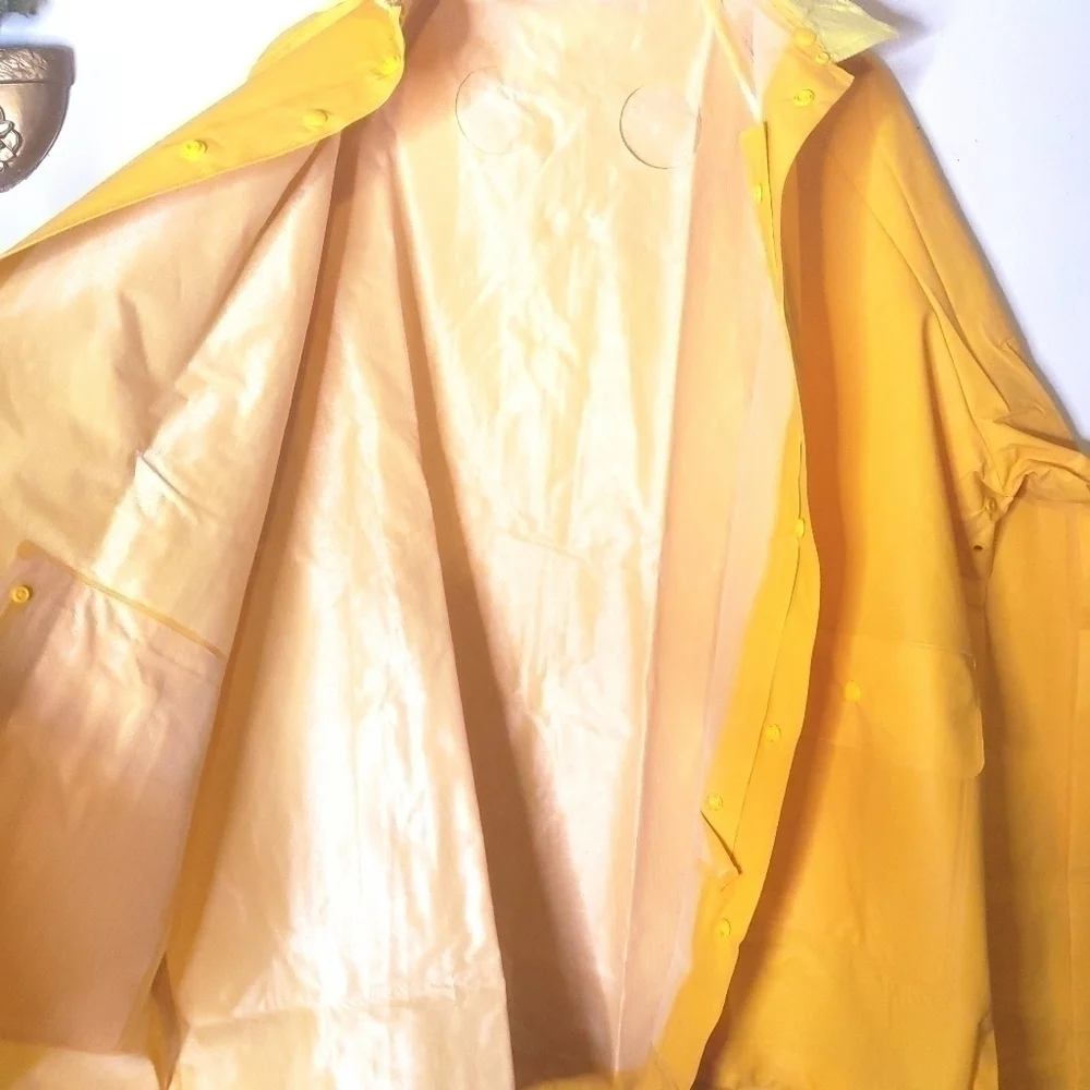 💕5 For $20 Rokk Mens Yellow Rain Jacket Waterproof Sz L (No Hood)